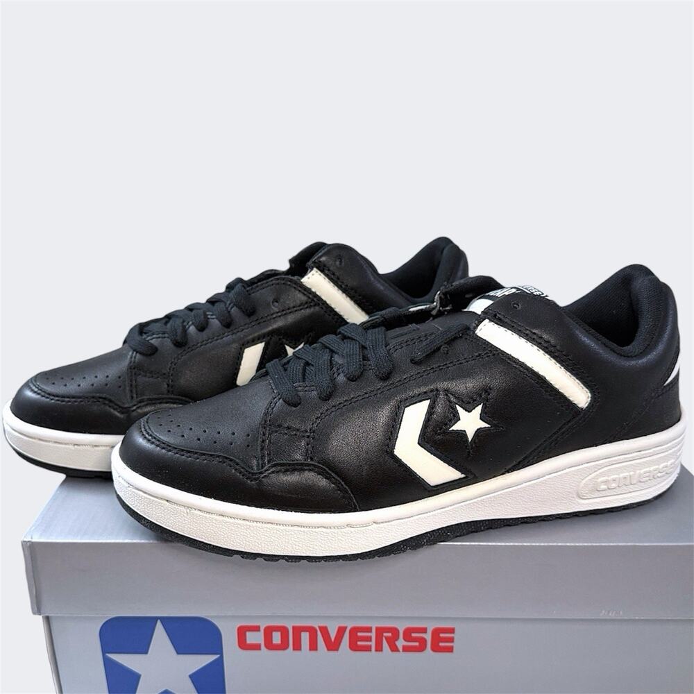 Converse Weapon Low Black Vintage White Sneakers Mens Size 9.5 A11572C